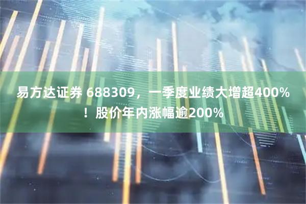 易方达证券 688309，一季度业绩大增超400%！股价年内涨幅逾200%